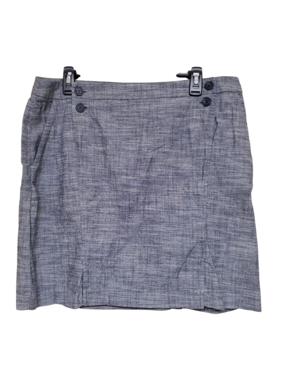 Sandro Studio Woman's Gray Chambray Style Above Knee Sailor Skirt Plus 14